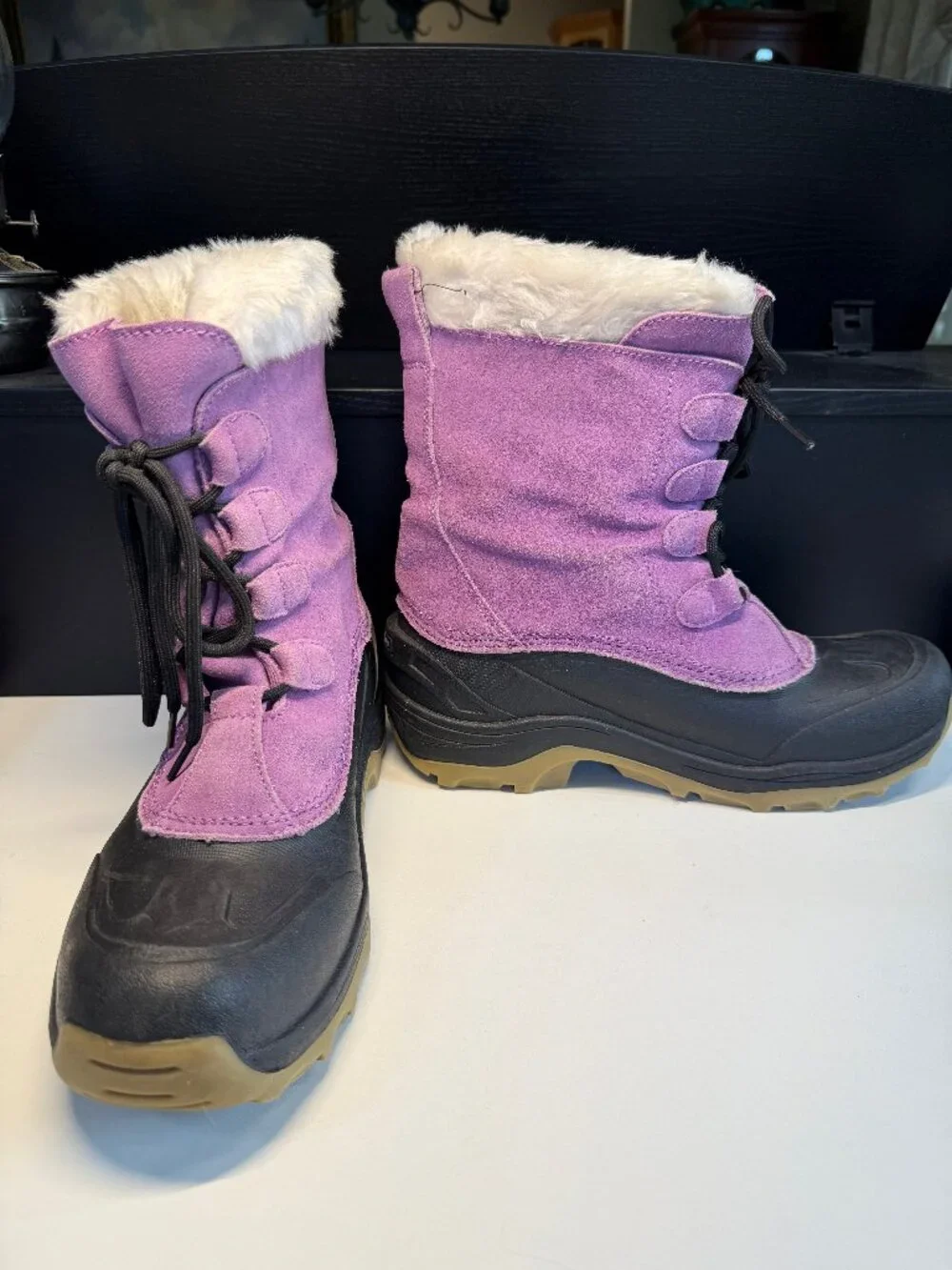 Lands End Girls Size 7 Purple Waterproof Insulated Winter Snow Boots